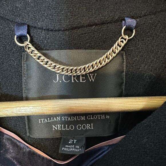 J.Crew Nello Gori Italian Stadium Cloth Villa Cocoon Black Wool Coat Size 2 Tall - Picture 5 of 12